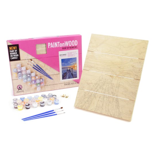 Abroli Small Bay Sunset Paint On Wood by Number Kit